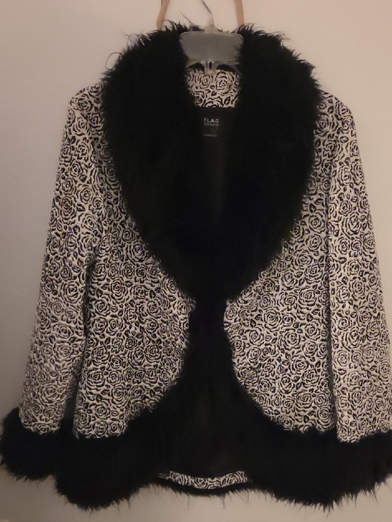 Jackets & Blazers - Black Trim Floral-Pattern Jacket - Women's